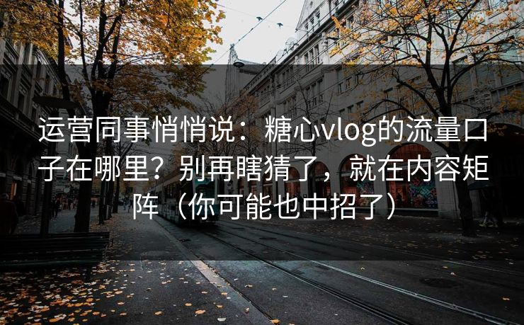 运营同事悄悄说:糖心vlog的流量口子在哪里?别再瞎猜了,就在内容矩阵(你可能也中招了)