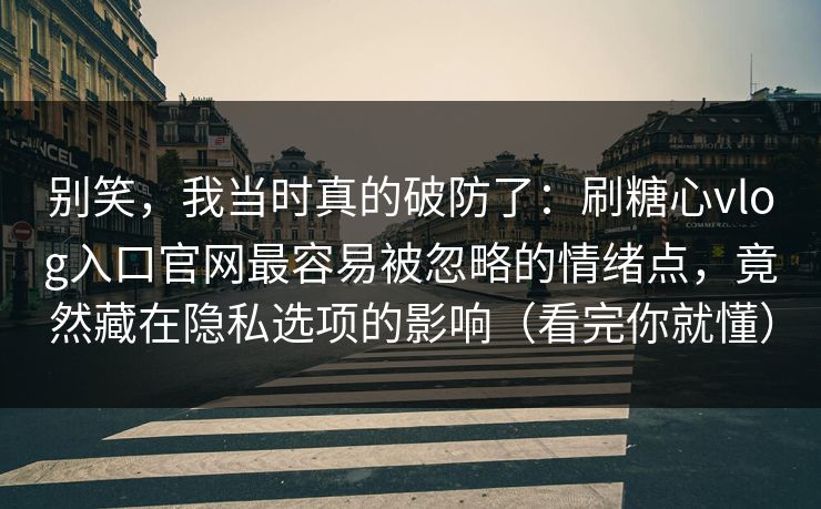 别笑，我当时真的破防了：刷糖心vlog入口官网最容易被忽略的情绪点，竟然藏在隐私选项的影响（看完你就懂）