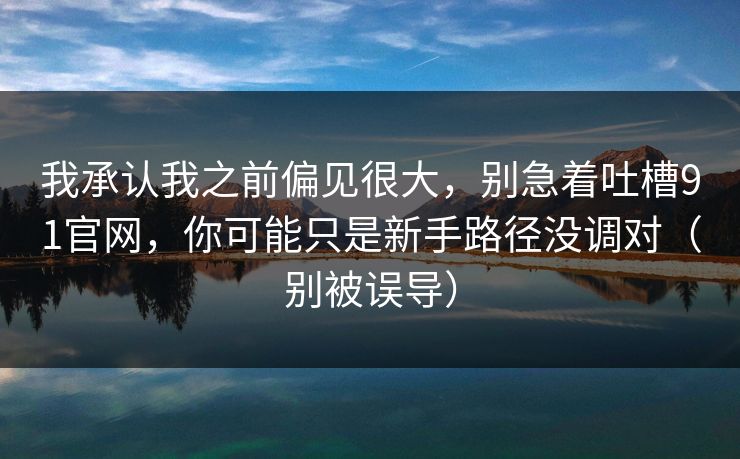 我承认我之前偏见很大，别急着吐槽91官网，你可能只是新手路径没调对（别被误导）