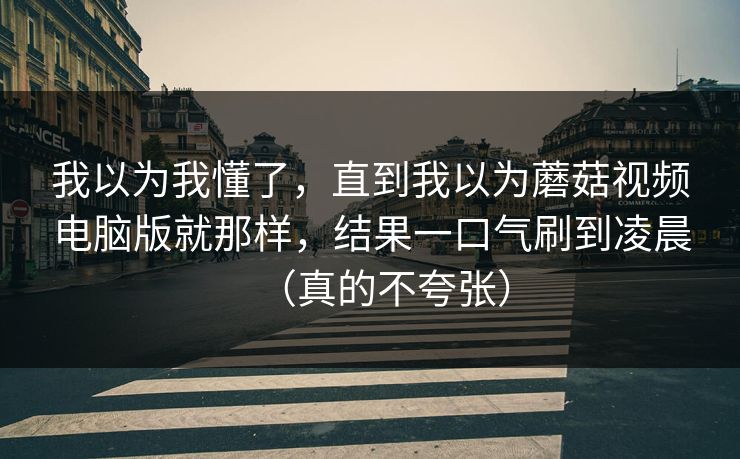 我以为我懂了，直到我以为蘑菇视频电脑版就那样，结果一口气刷到凌晨（真的不夸张）