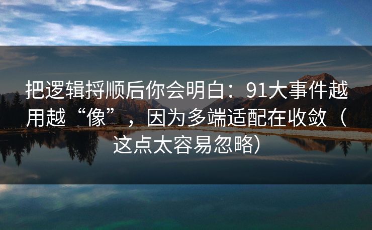 把逻辑捋顺后你会明白：91大事件越用越“像”，因为多端适配在收敛（这点太容易忽略）