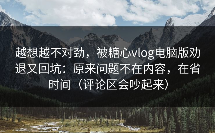 越想越不对劲，被糖心vlog电脑版劝退又回坑：原来问题不在内容，在省时间（评论区会吵起来）