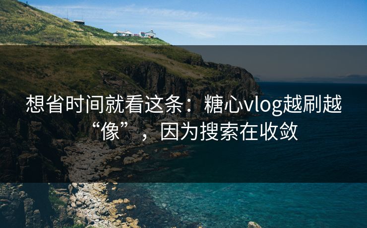 想省时间就看这条：糖心vlog越刷越“像”，因为搜索在收敛