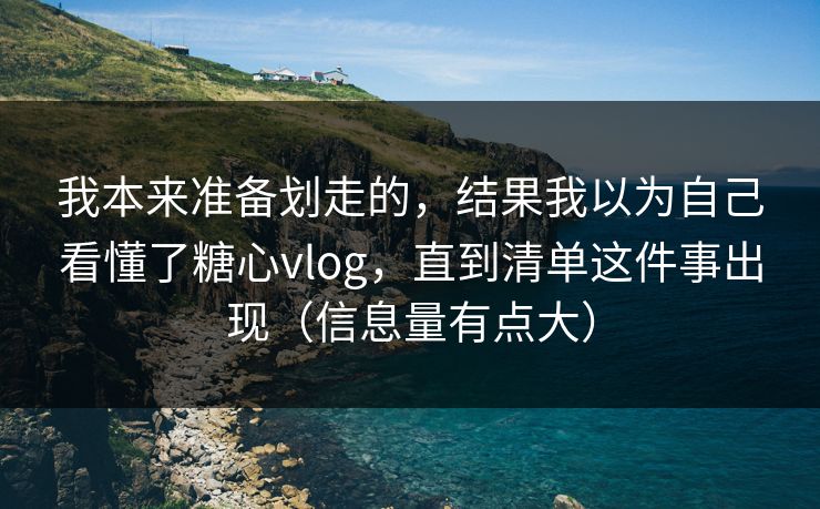 我本来准备划走的，结果我以为自己看懂了糖心vlog，直到清单这件事出现（信息量有点大）