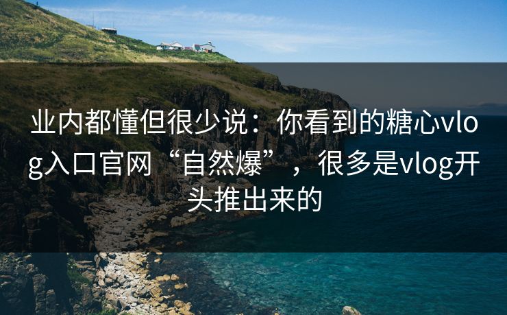 业内都懂但很少说：你看到的糖心vlog入口官网“自然爆”，很多是vlog开头推出来的